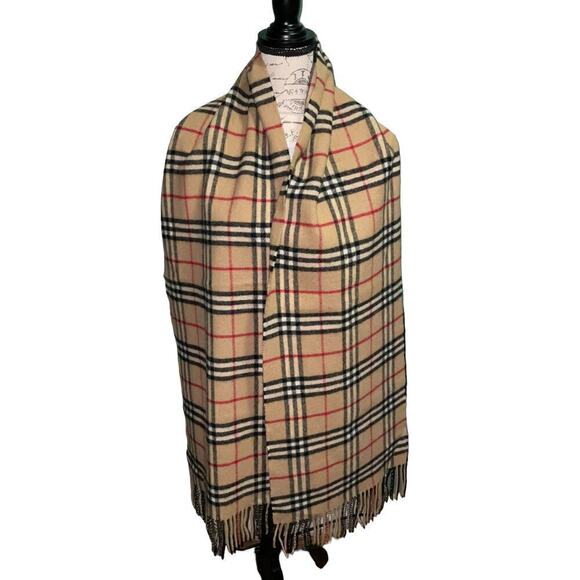 Vintage Burberrys of London Large 100% Lambswool Scarf Made in England - Picture 2 of 14